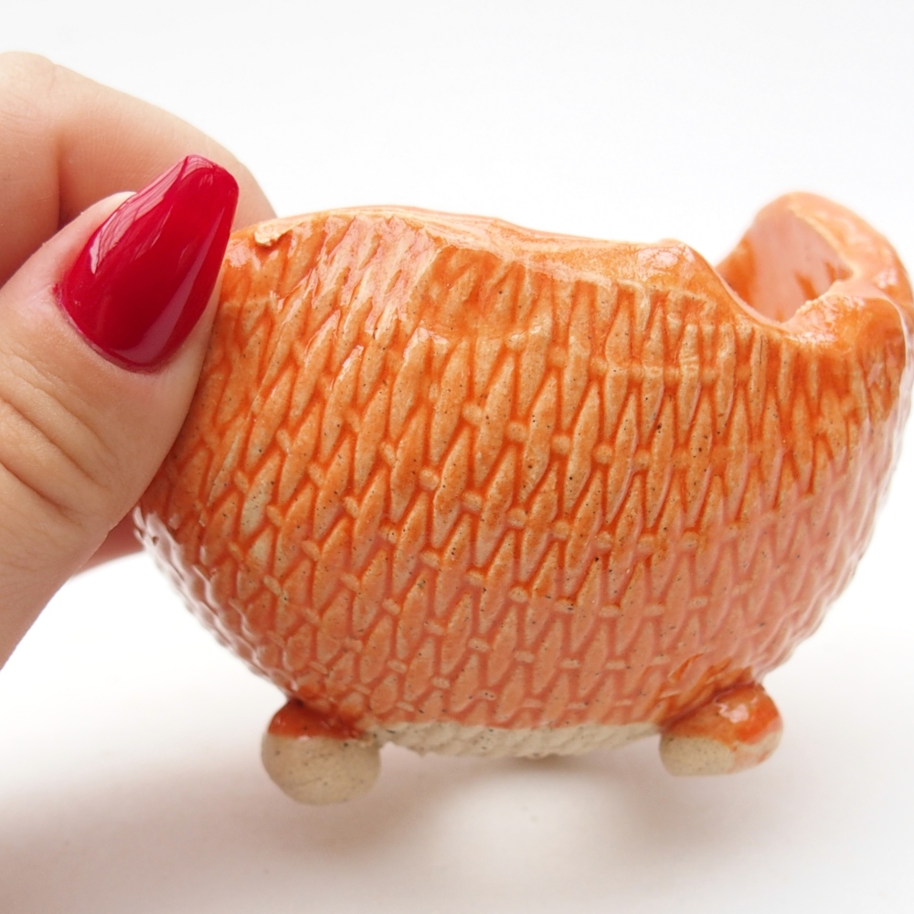 Ceramiczna muszla 8,5 x 8,5 x 6,5 cm, kolor pomarańczowy