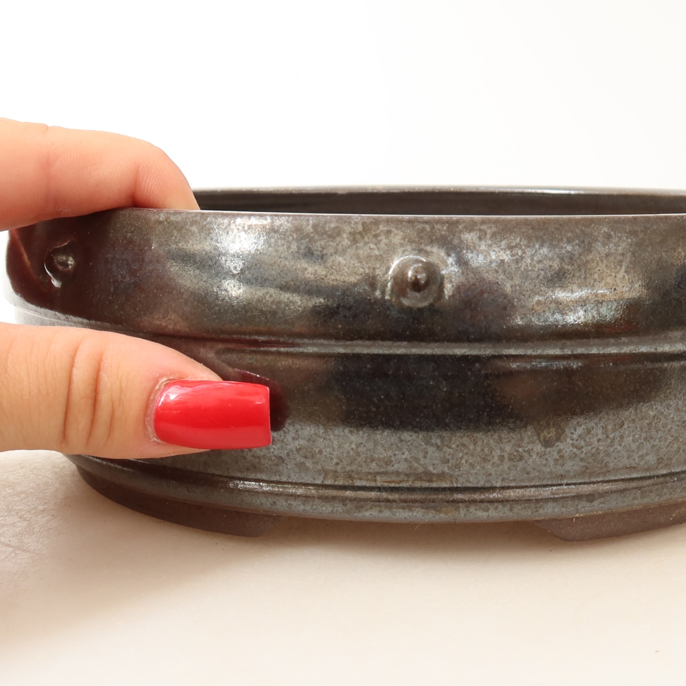 Ceramiczna miska do bonsai 18,5 x 18,5 x 6 cm, brązowa