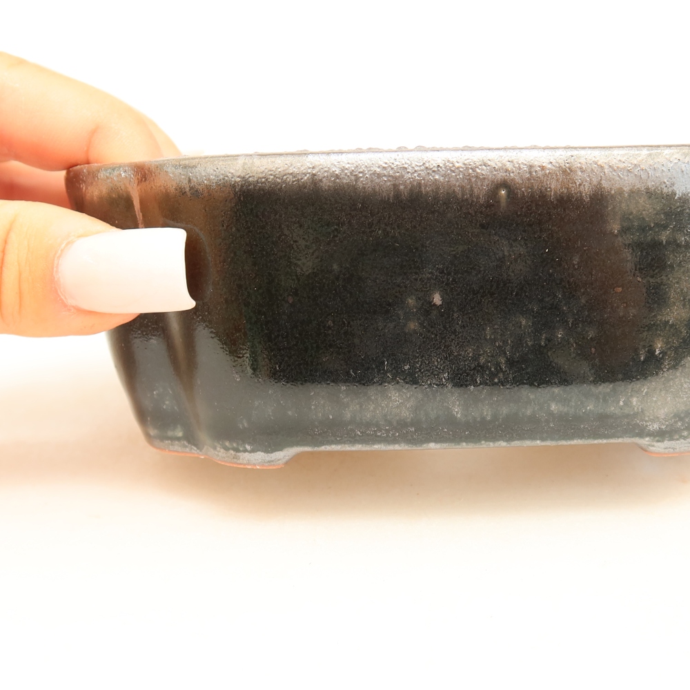 Ceramiczna miseczka do bonsai 12,5 x 10 x 4,5 cm, kolor metaliczny