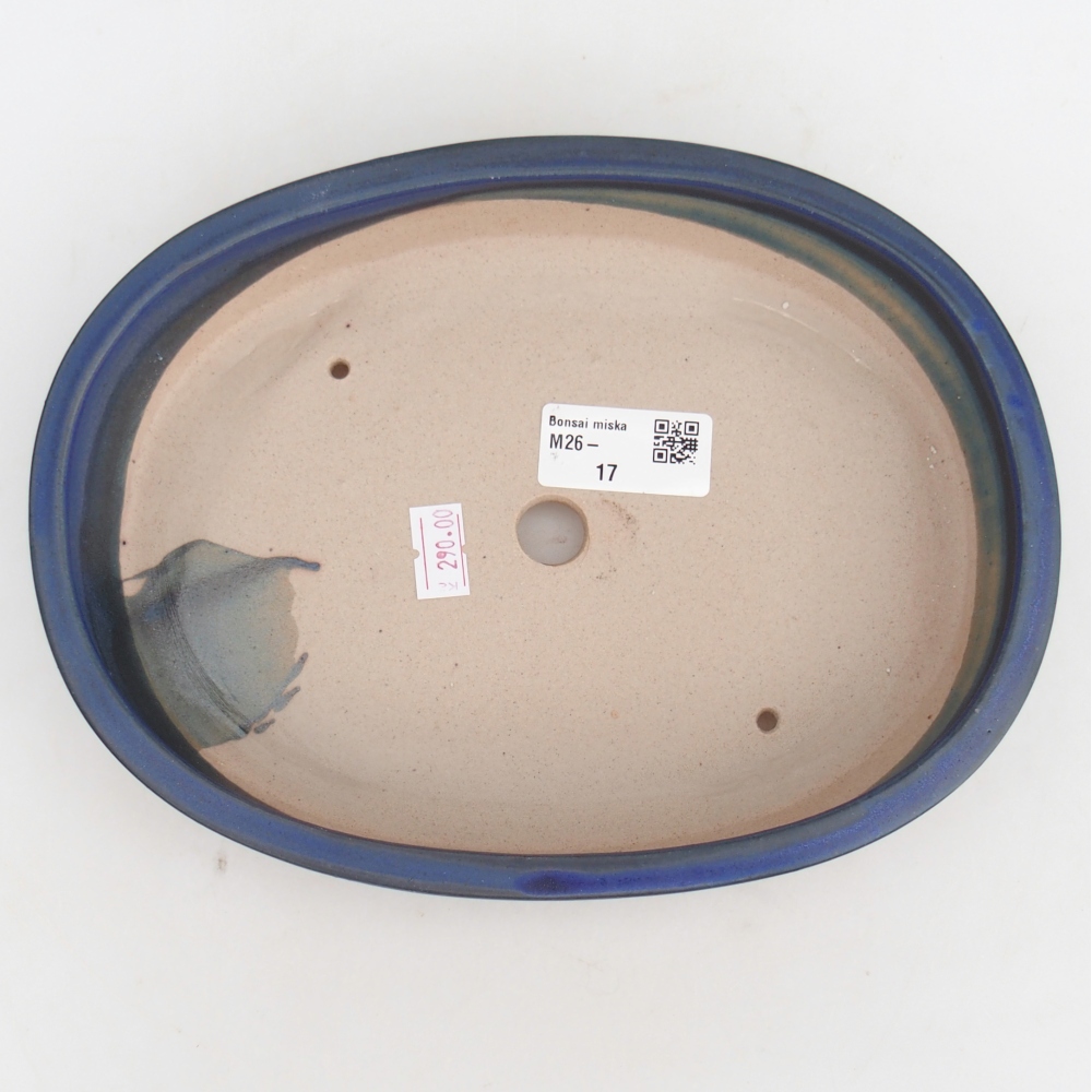 Ceramiczna miska do bonsai 22,5 x 17 x 4,5 cm, kolor niebieski