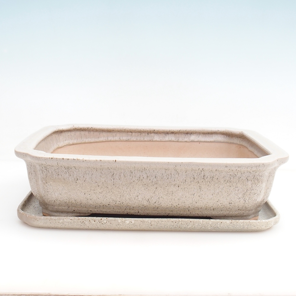 Miska bonsai + spodek H20 - 26,5 x 21,5 x 6,5 cm - beżowy