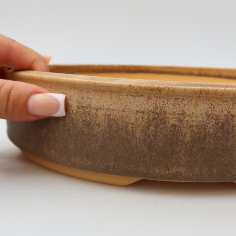 Ceramiczna miska do bonsai 26,5 x 26,5 x 5,5 cm, kolor brązowy