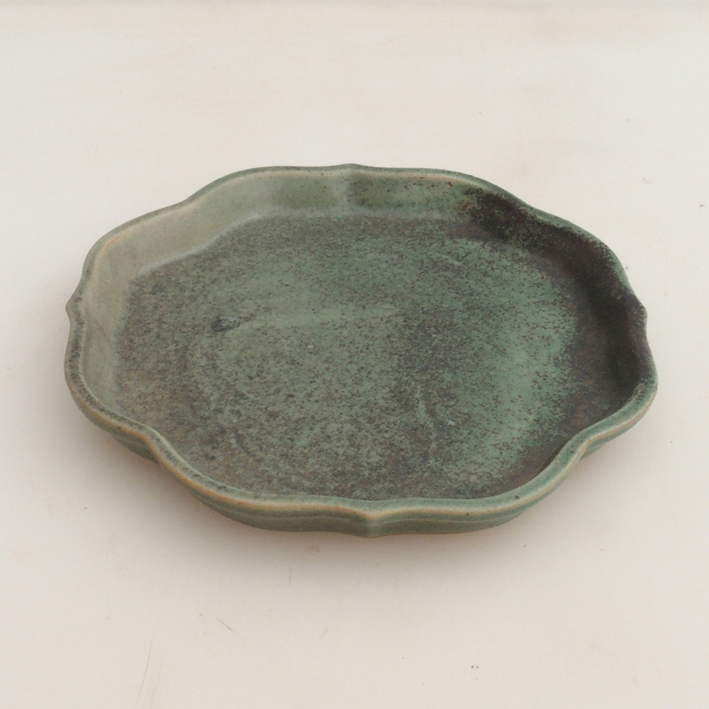 Ceramiczna miska H06 - 14 x 14 x 1,5 cm - zielona