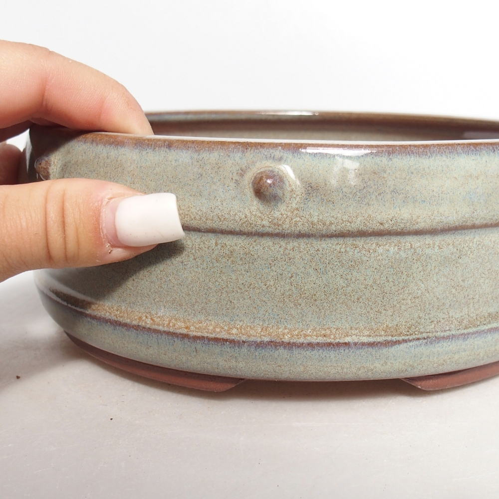 Ceramiczna miska do bonsai 17,5 x 17,5 x 6,5 cm, zielona