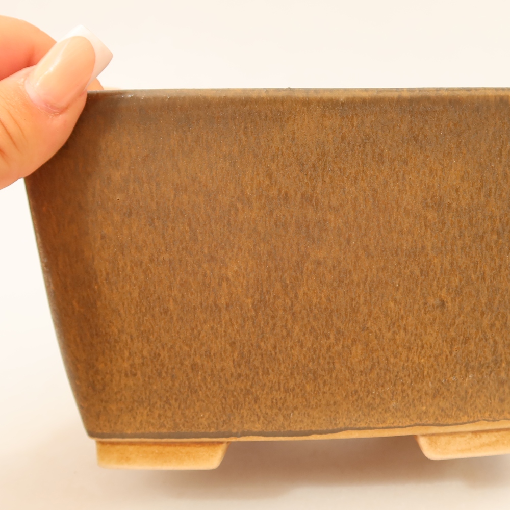 Ceramiczna miska na bonsai 16 x 16 x 10 cm, brązowa