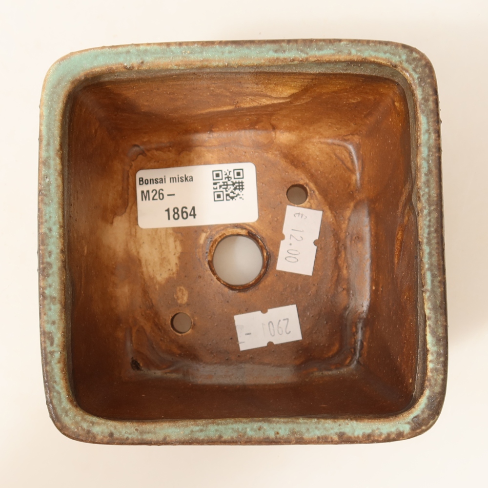 Ceramiczna miska do bonsai 10,5 x 10,5 x 7 cm, kolor zielony