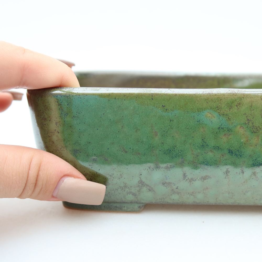 Ceramiczna miska do bonsai 16 x 10,5 x 5,5 cm, kolor zielony