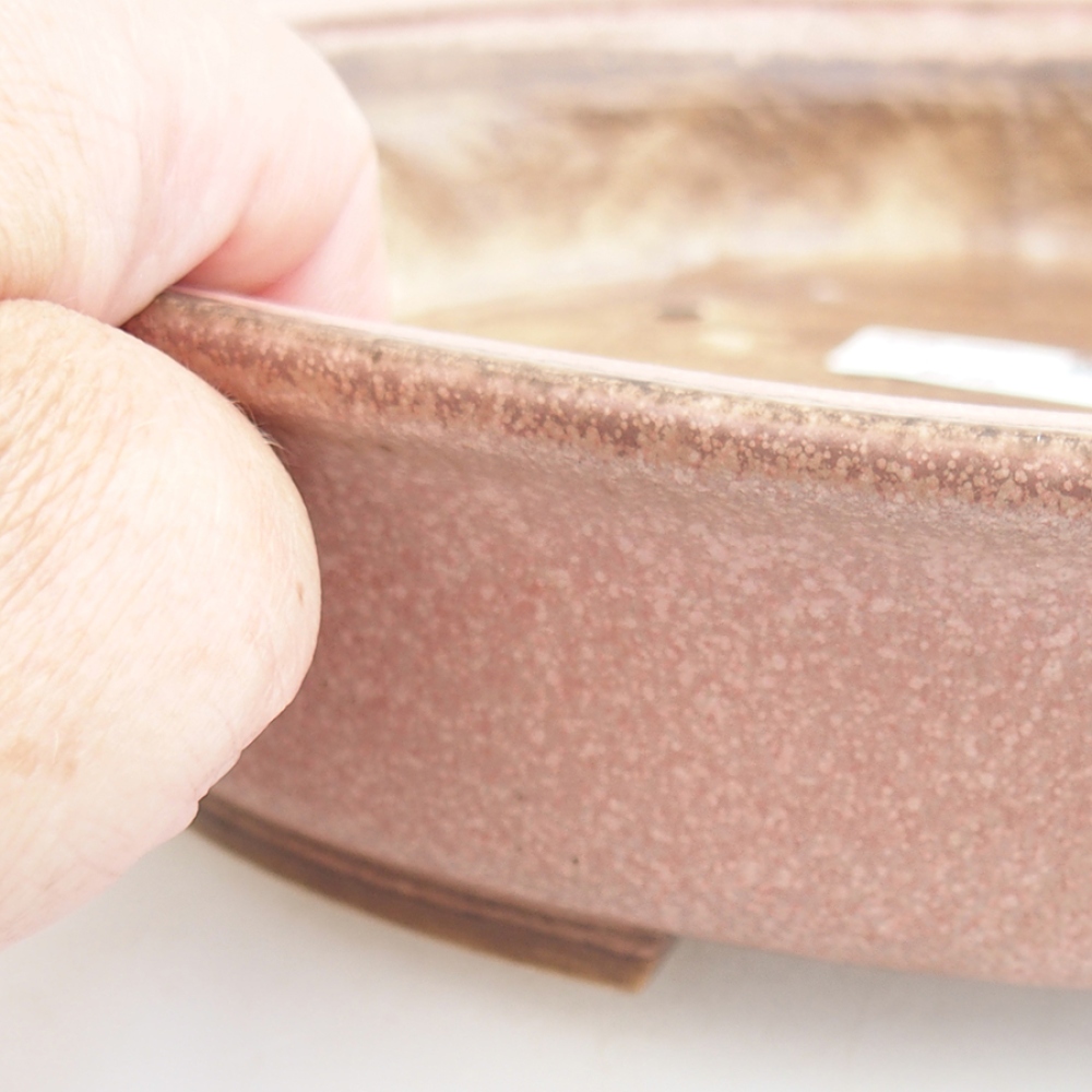 Ceramiczna miska do bonsai 25,5 x 23 x 5,5 cm, różowa