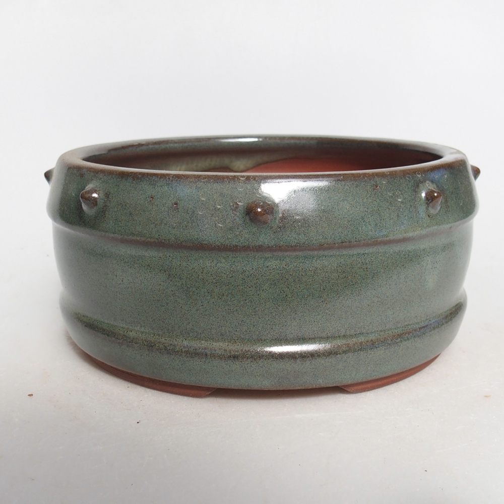 Ceramiczna miska do bonsai 14,5 x 14,5 x 7 cm, zielona