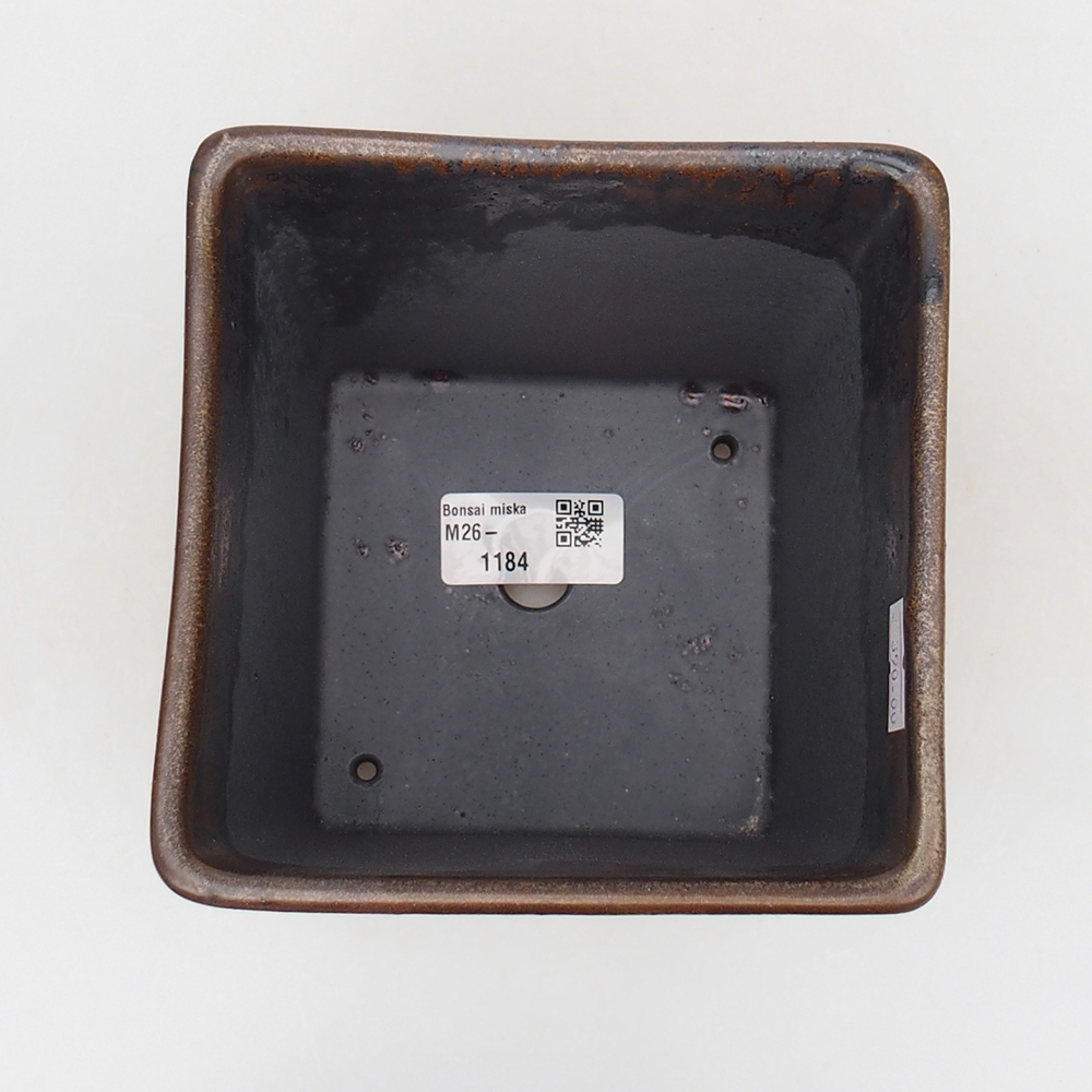Ceramiczna miska do bonsai 13 x 13 x 13 cm, brązowa