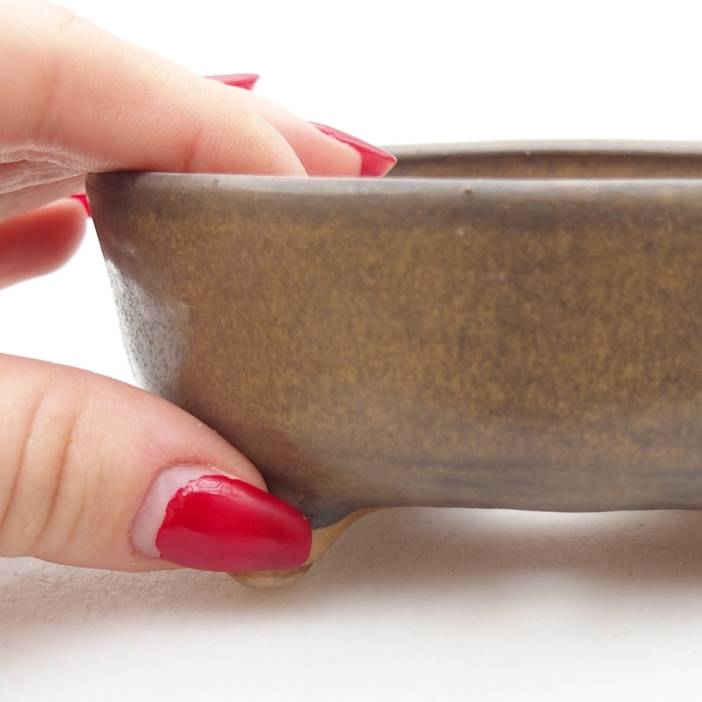 Ceramiczna miska na bonsai 11 x 11 x 4,5 cm, brązowa