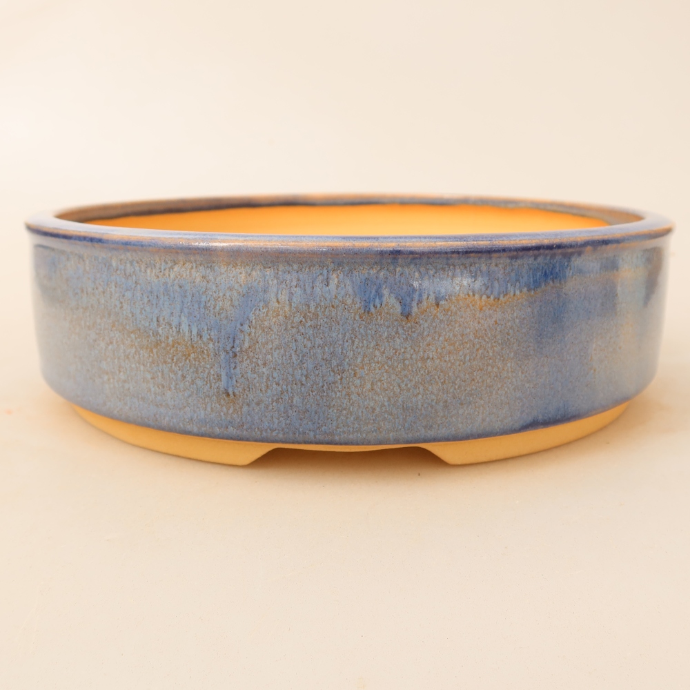 Ceramiczna miska do bonsai 23 x 23 x 6,5 cm, kolor niebieski