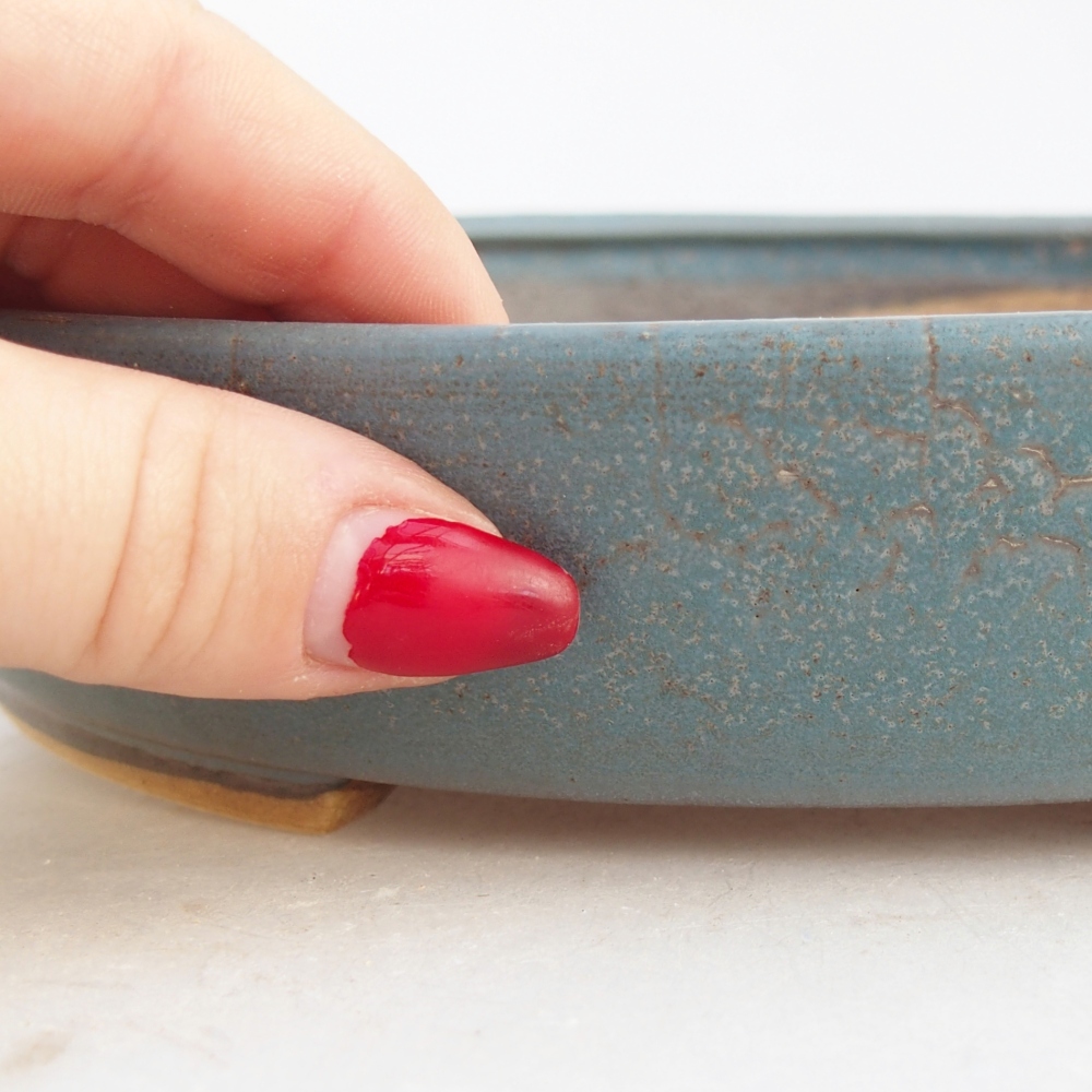 Ceramiczna miska do bonsai 23 x 20 x 4,5 cm, kolor niebieski