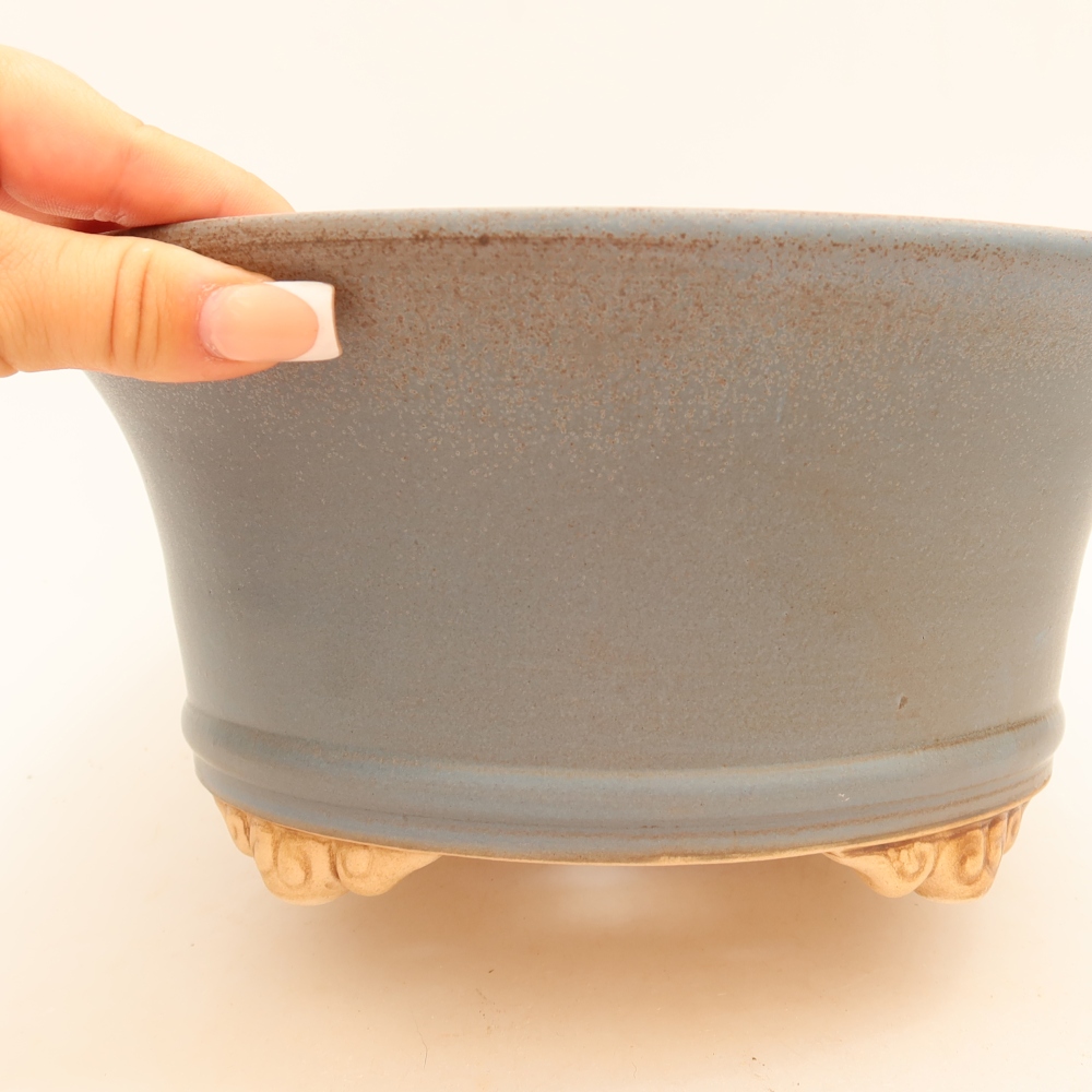 Ceramiczna miska do bonsai 24,5 x 24,5 x 11 cm, kolor niebieski
