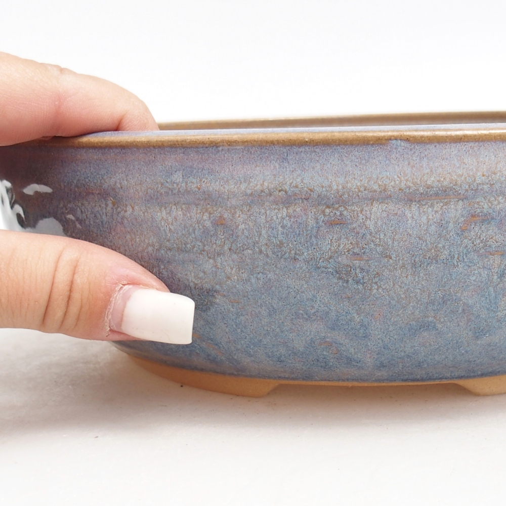 Ceramiczna miska do bonsai 22 x 22 x 6,5 cm, kolor niebieski