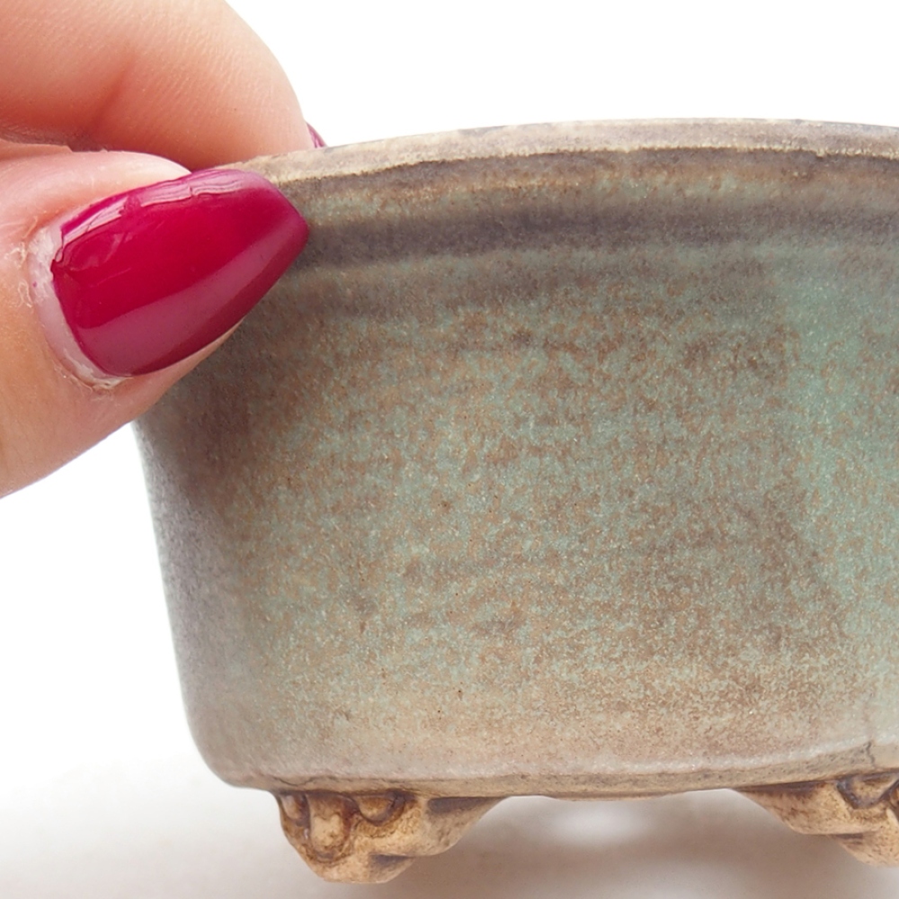 Ceramiczna miska do bonsai 9 x 9 x 3,5 cm, kolor zielony