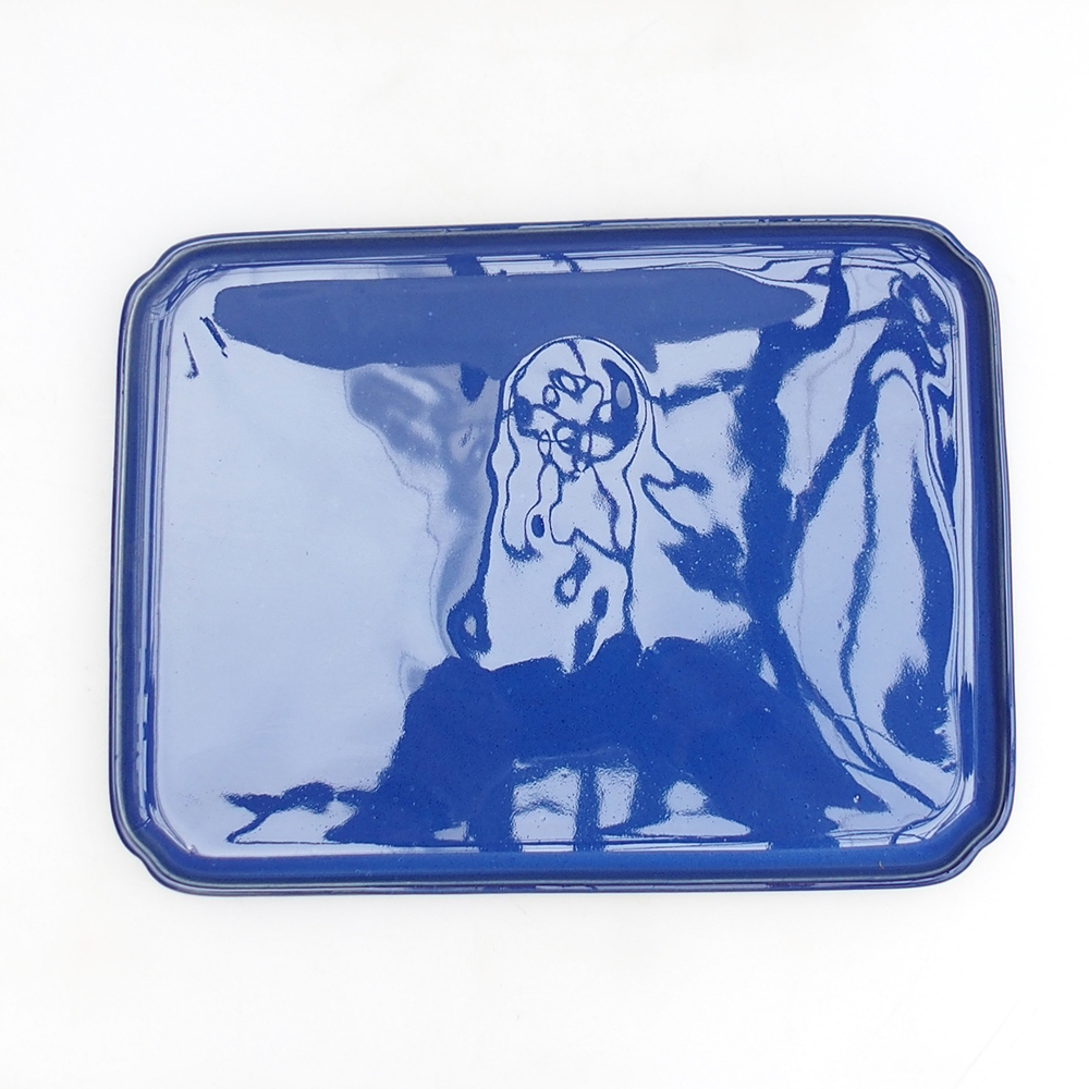 Miska ceramiczna H20 - 26,5 x 20 x 1,5 cm - niebieska