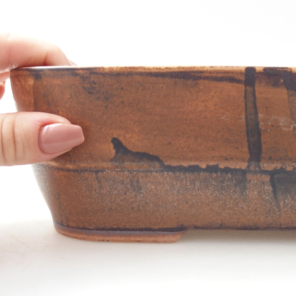 Ceramiczna miska na bonsai 28 x 20,5 x 7,5 cm, brązowa