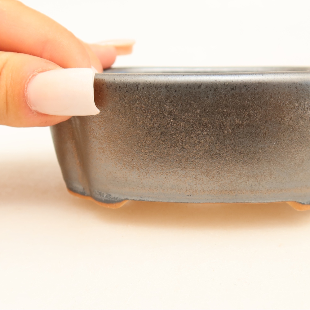 Ceramiczna miseczka do bonsai 10,5 x 8 x 4 cm, kolor metaliczny