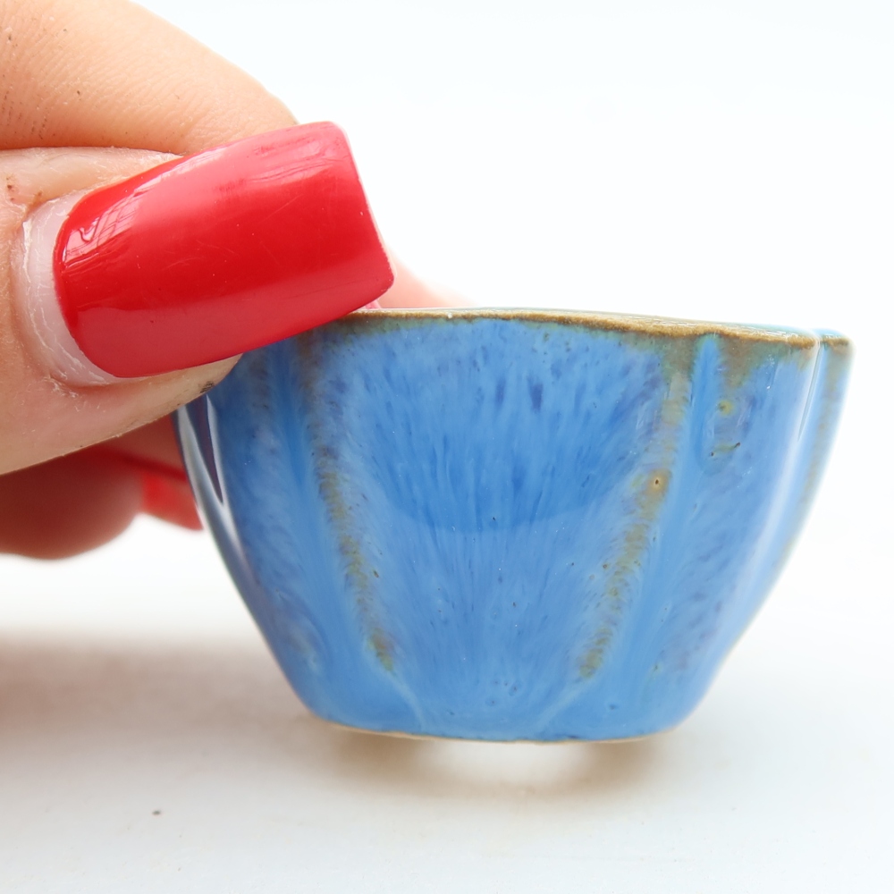 Ceramiczna miseczka do bonsai 4,5 x 4,5 x 2,5 cm, kolor niebieski