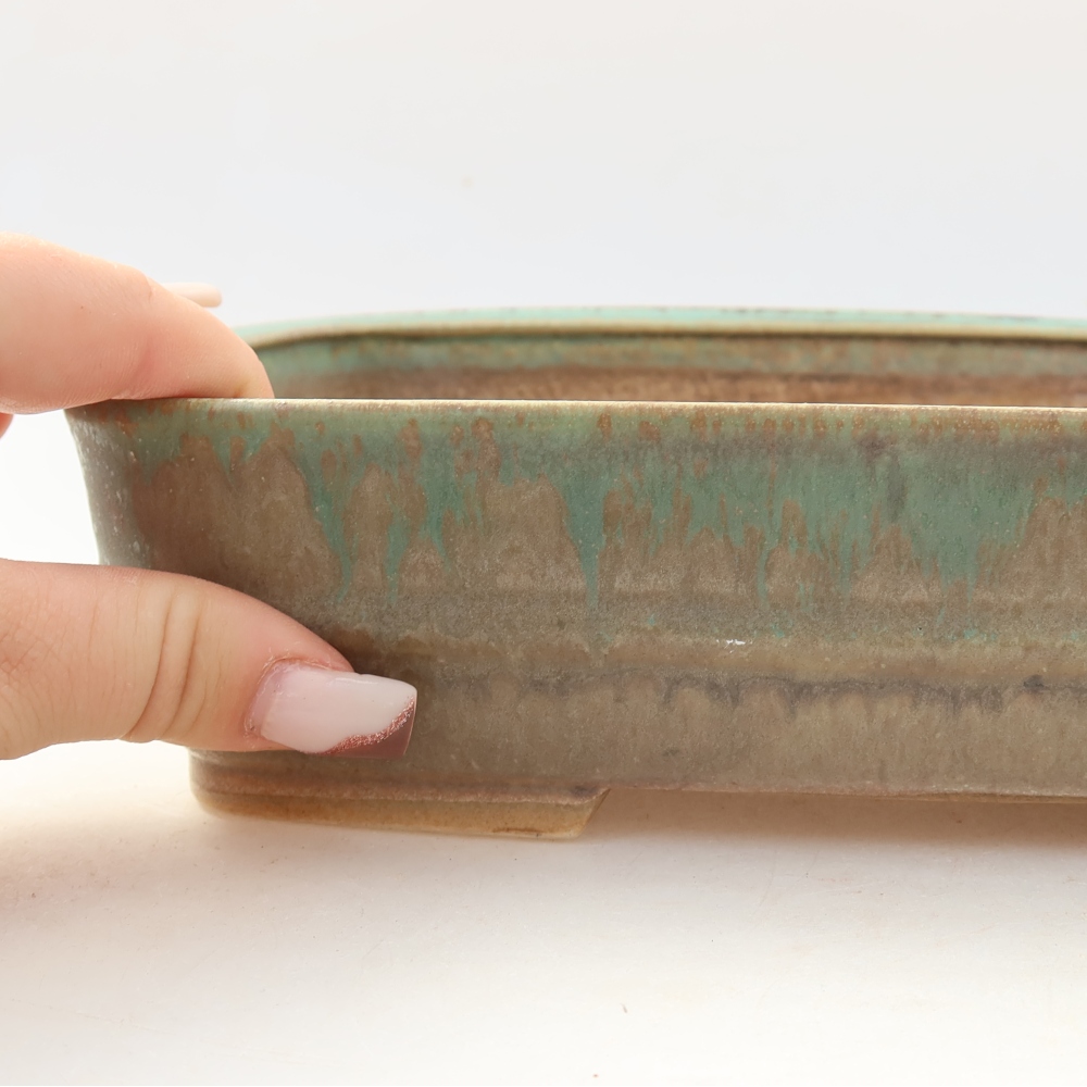 Ceramiczna miska do bonsai 22,5 x 18 x 6 cm, kolor zielony