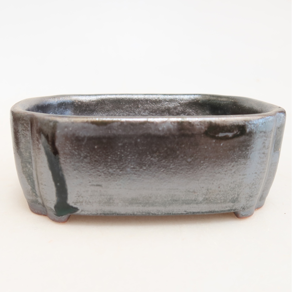 Ceramiczna miseczka do bonsai 10,5 x 8 x 4 cm, kolor metaliczny