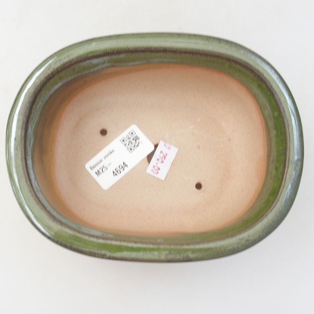 Ceramiczna miska bonsai 15,5 x 12 x 5,5 cm, kolor zielony