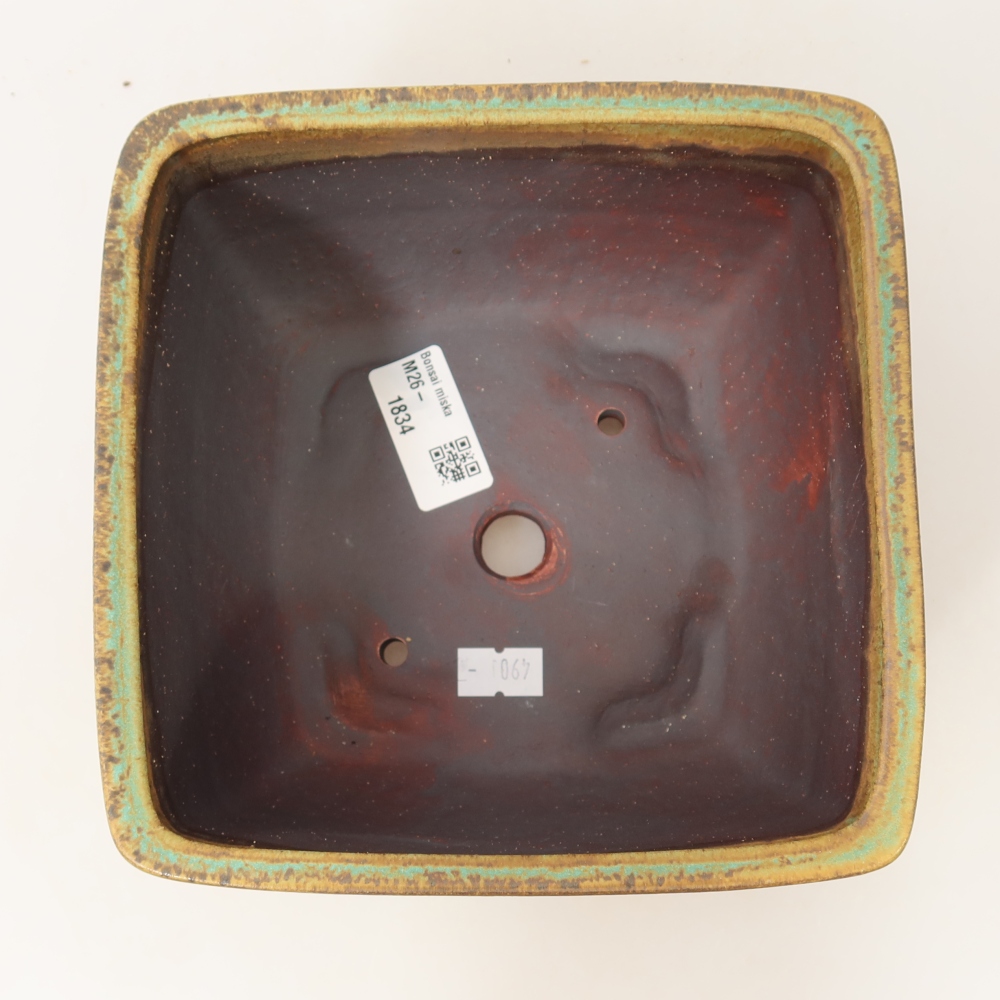 Ceramiczna miska do bonsai 16,5 x 16,5 x 9,5 cm, kolor zielony