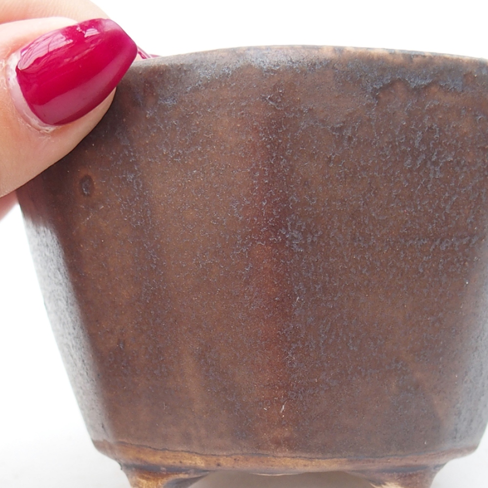 Ceramiczna miska do bonsai 8,5 x 8,5 x 6 cm, kolor brązowy