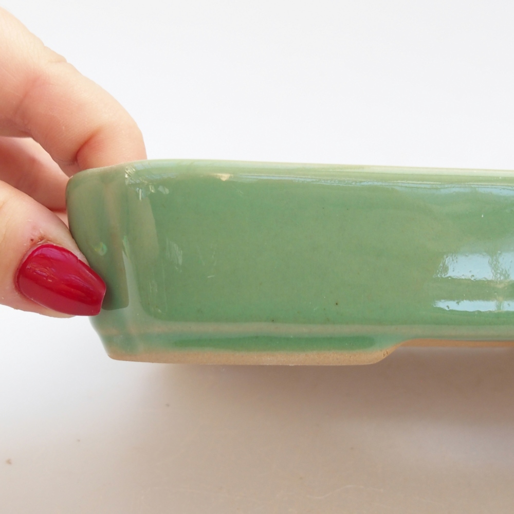 Ceramiczna miska do bonsai 18,5 x 13,5 x 3,5 cm, zielona