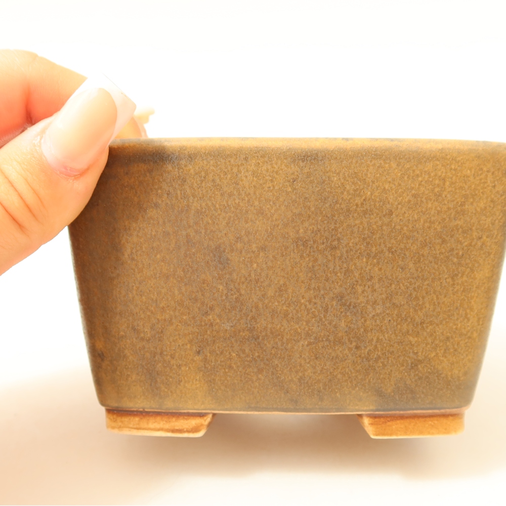 Ceramiczna miska do bonsai 10,5 x 10,5 x 7 cm, kolor brązowy