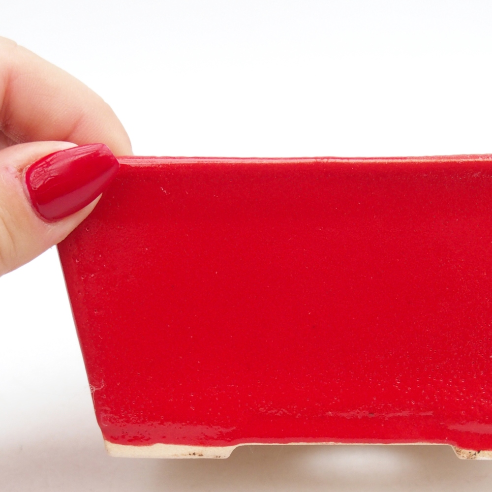 Ceramiczna miska do bonsai 11,5 x 9,5 x 6 cm, kolor czerwony