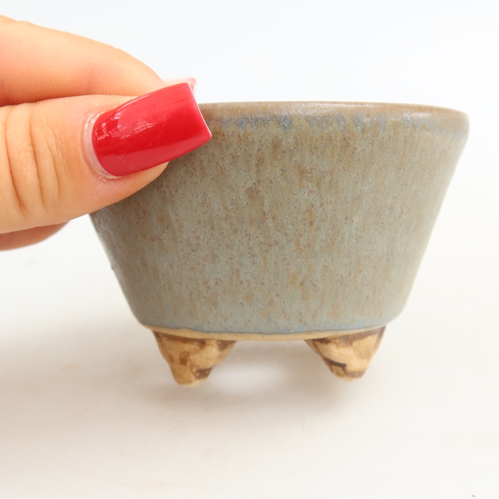 Ceramiczna miska do bonsai 8,5 x 8,5 x 5 cm, kolor niebieski
