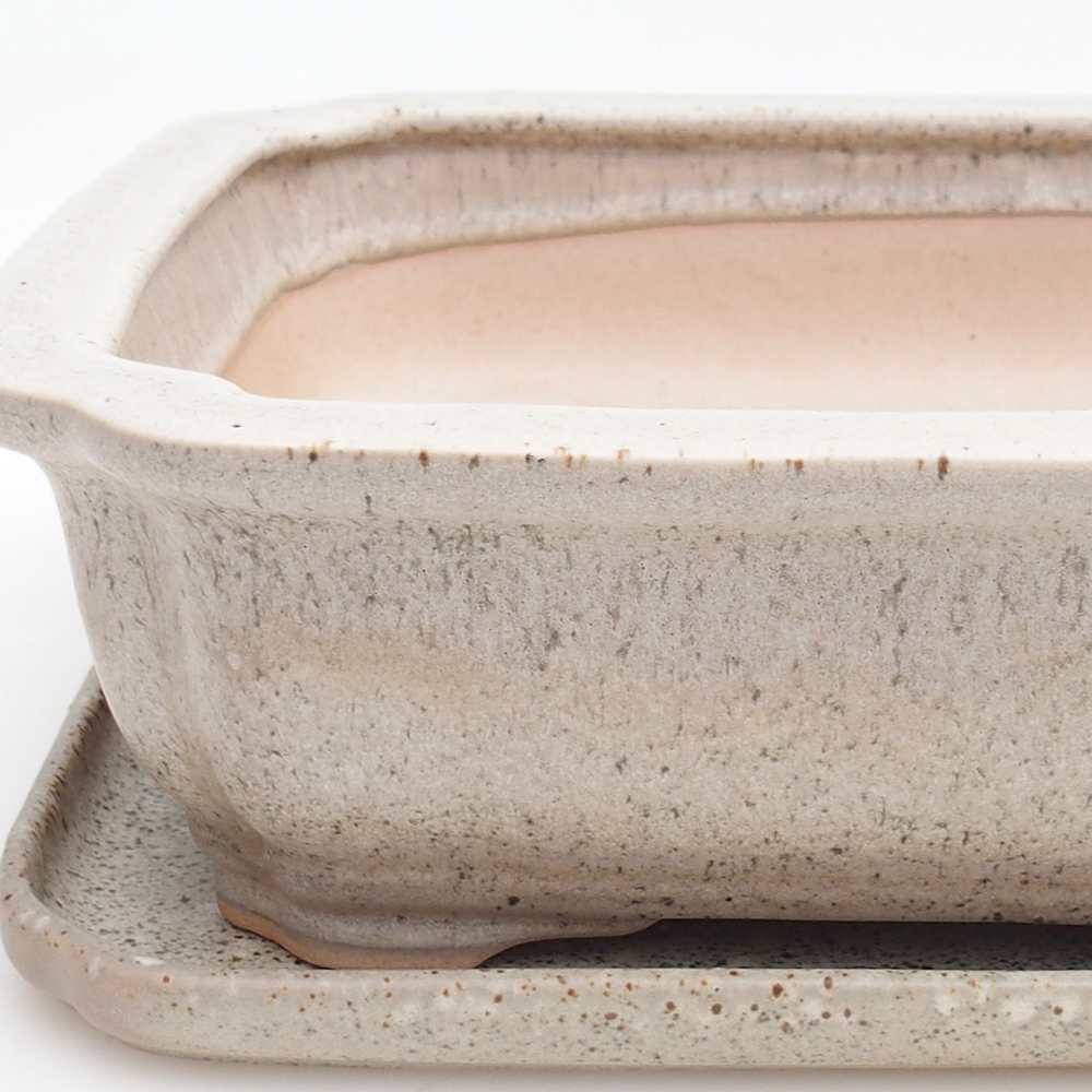 Miska bonsai + spodek H20 - 26,5 x 21,5 x 6,5 cm - beżowy