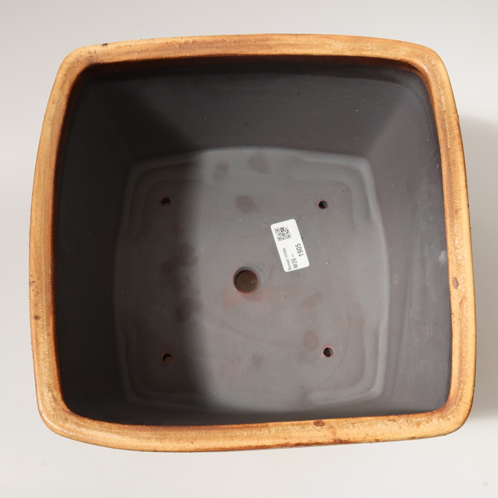 Ceramiczna miska do bonsai 26,5 x 26,5 x 15,5 cm, kolor brązowy
