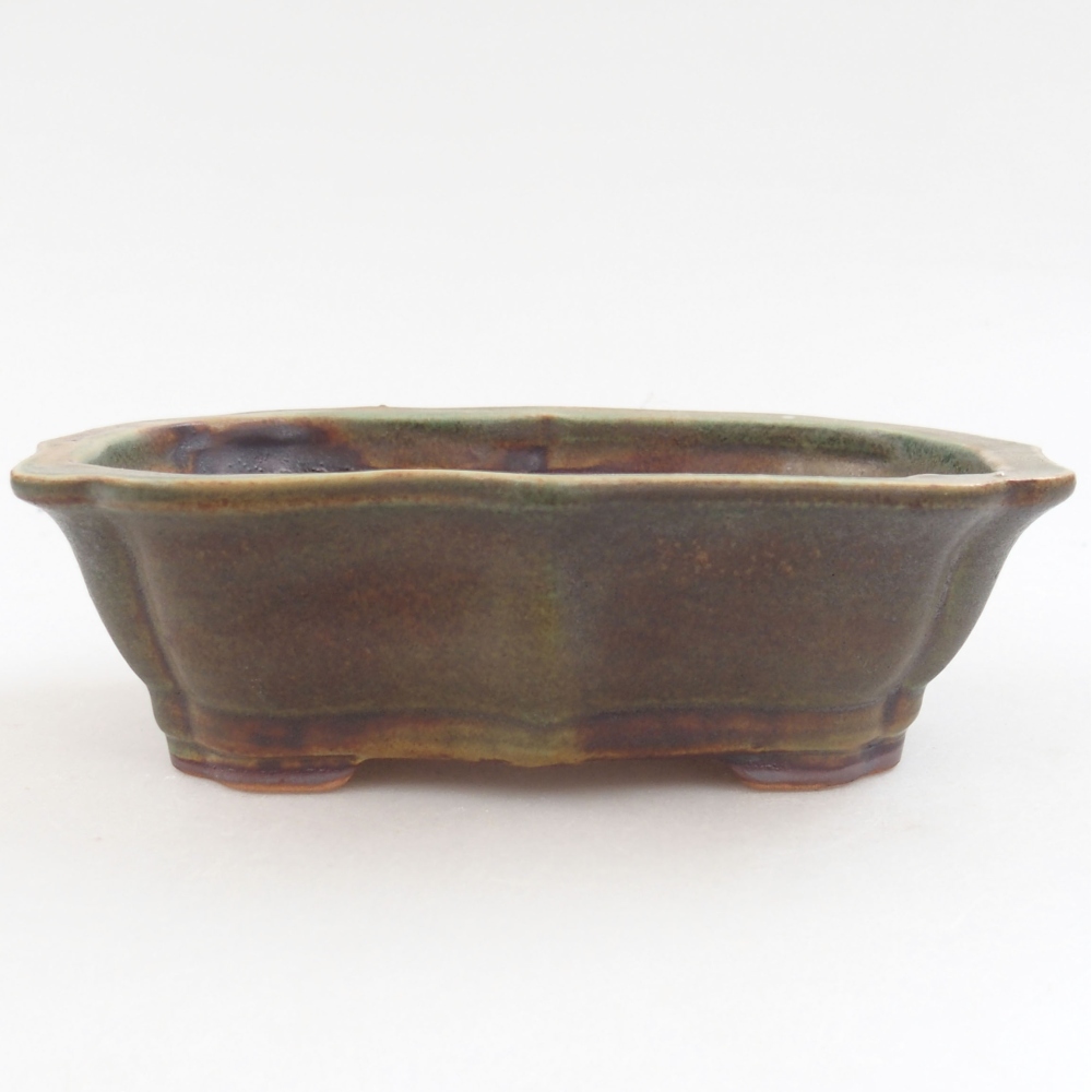 Ceramiczna miska bonsai 15,5 x 11 x 4,5 cm, kolor zielony