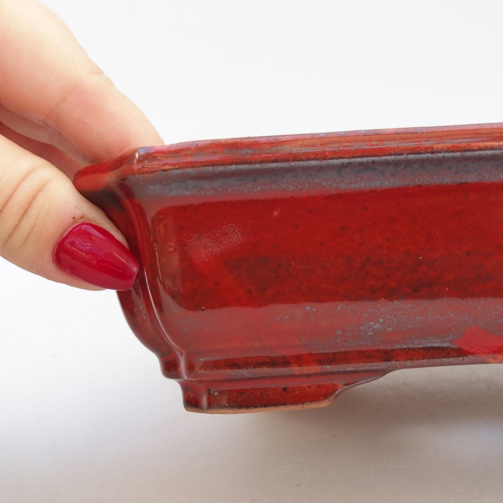 Ceramiczna miska do bonsai 18 x 13,5 x 5 cm, kolor czerwony