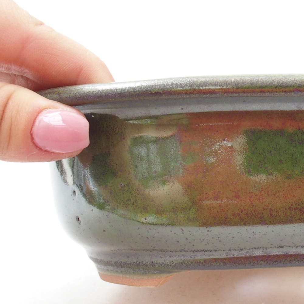 Ceramiczna miska bonsai 18 x 14,5 x 6 cm, kolor zielony