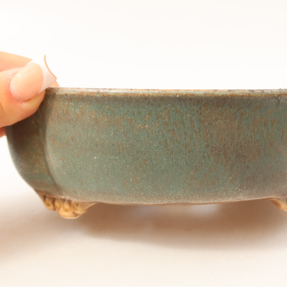 Ceramiczna miska do bonsai 17,5 x 15,5 x 5,5 cm, kolor zielony