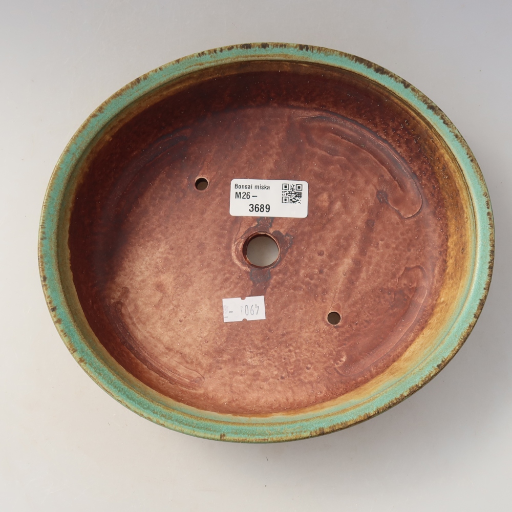 Ceramiczna miska do bonsai 21 x 19 x 5 cm, kolor zielony