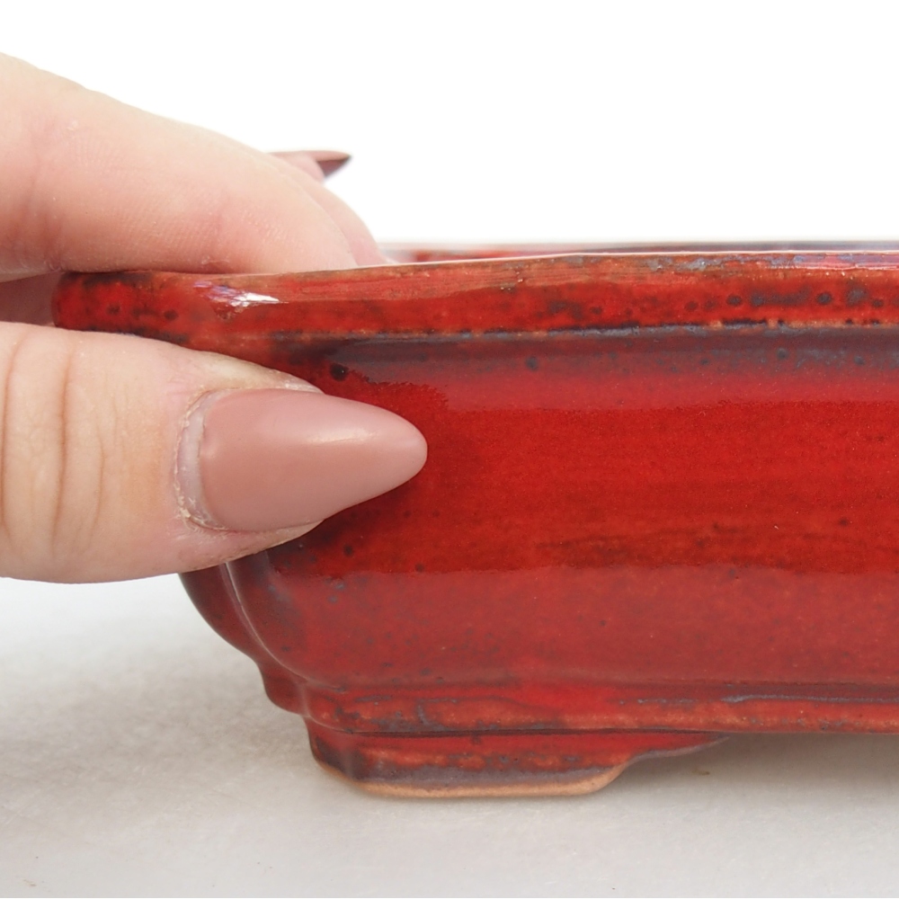 Ceramiczna miska do bonsai 18 x 13,5 x 5 cm, kolor czerwony