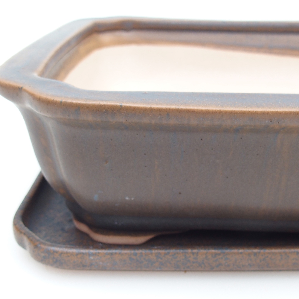 Miska bonsai + spodek H20 - 26,5 x 21,5 x 6,5 cm - brązowy