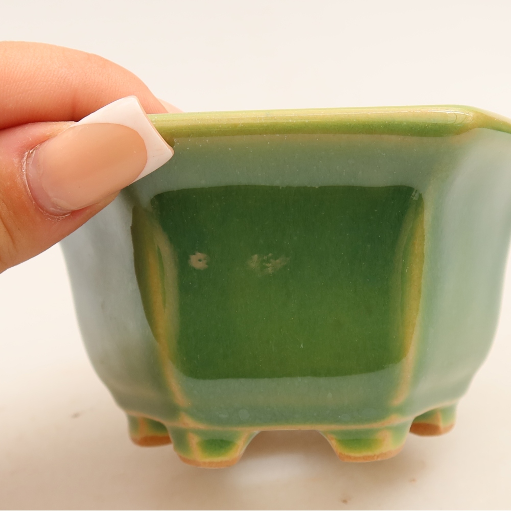 Ceramiczna miska do bonsai 10,5 x 9,5 x 5,5 cm, kolor zielony