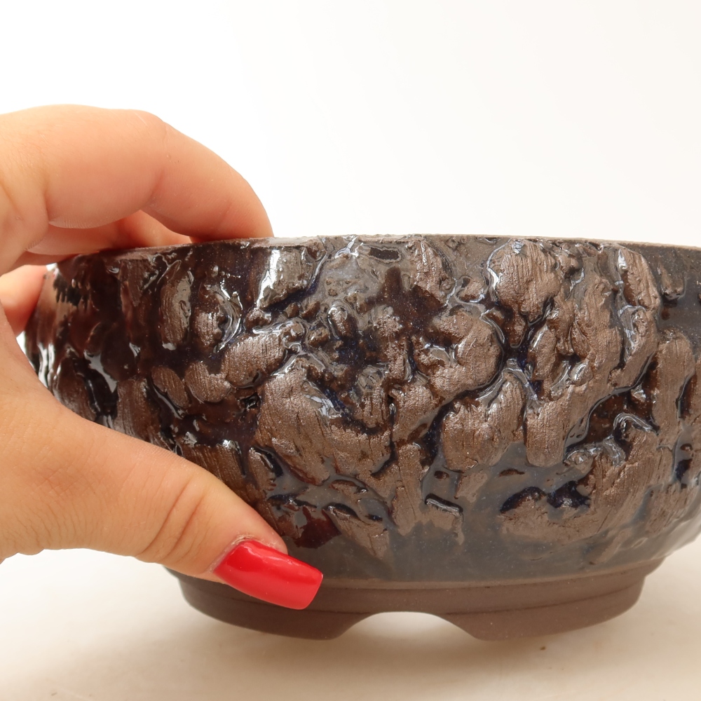 Ceramiczna miska do bonsai 17 x 17 x 8 cm, kolor brązowy