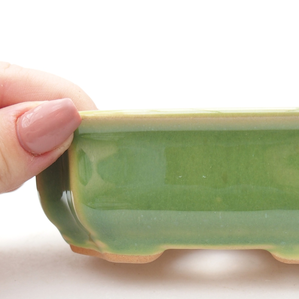 Ceramiczna miska do bonsai 11,5 x 8,5 x 4 cm, zielona
