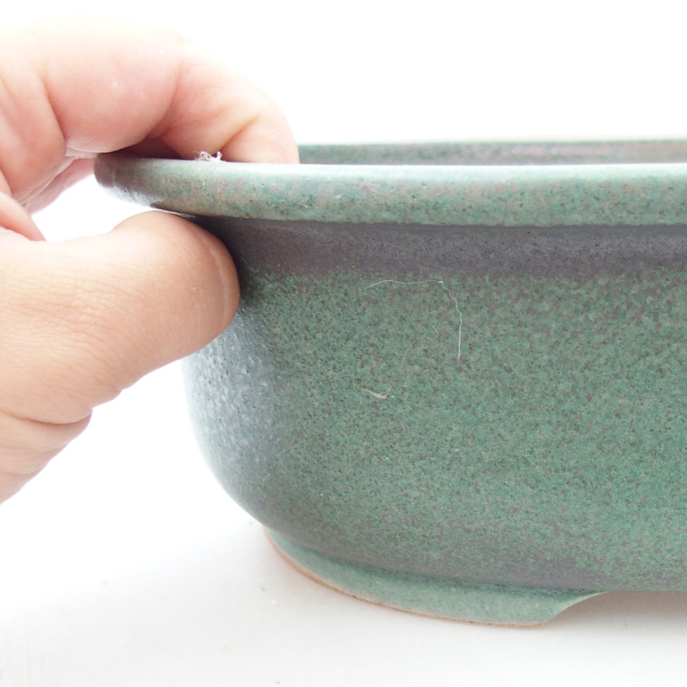 Ceramiczna miska bonsai 23,5 x 19 x 8 cm, kolor zielony