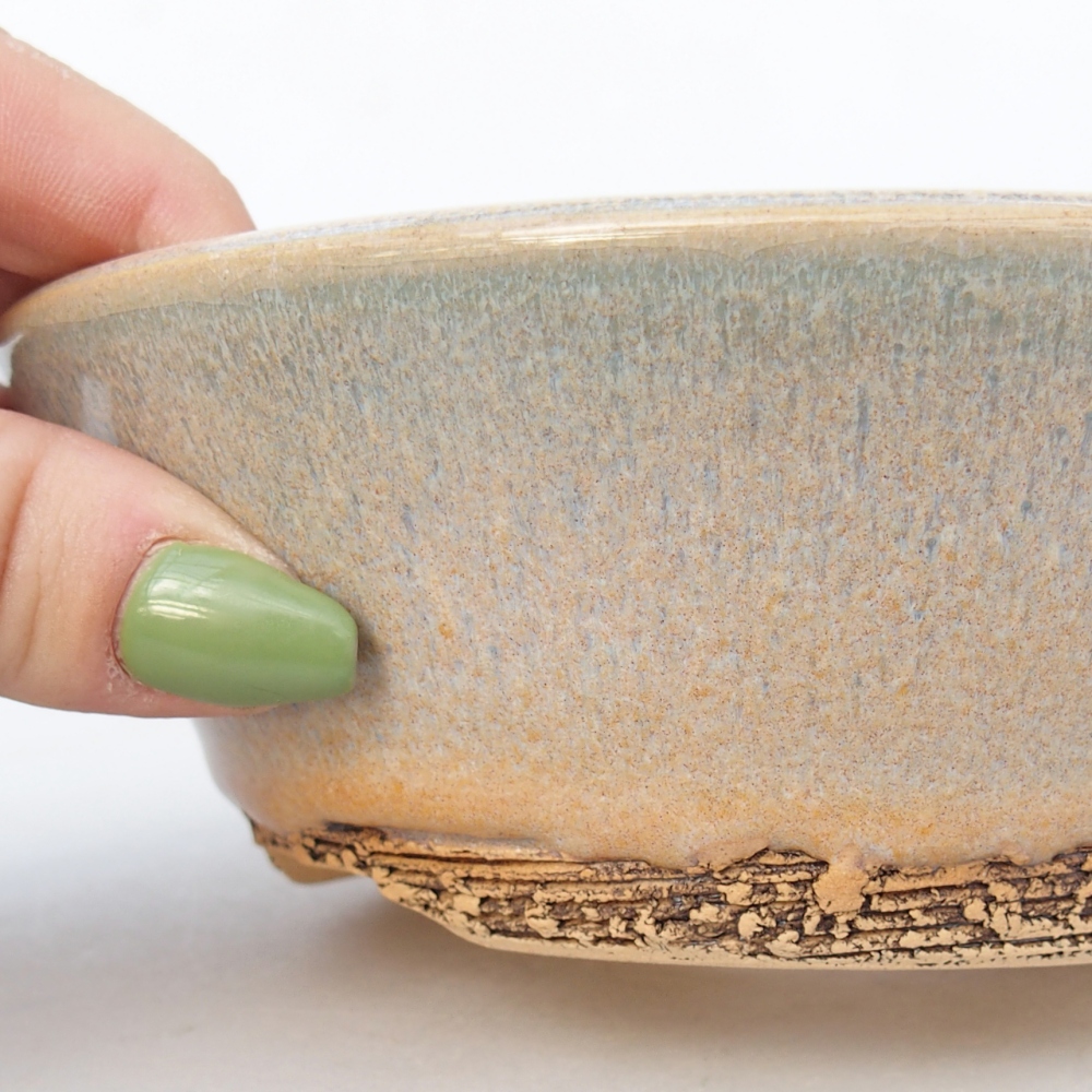 Ceramiczna miska do bonsai 14,5 x 14,5 x 5 cm, zielono-brązowa