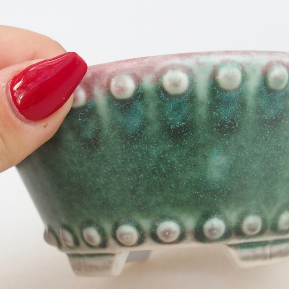 Ceramiczna miska do bonsai 10,5 x 10,5 x 5 cm, zielona