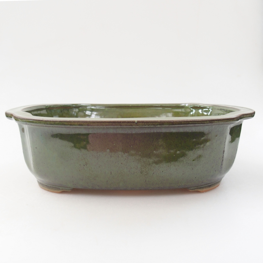 Ceramiczna miska bonsai 24,5 x 21 x 7 cm, kolor zielony