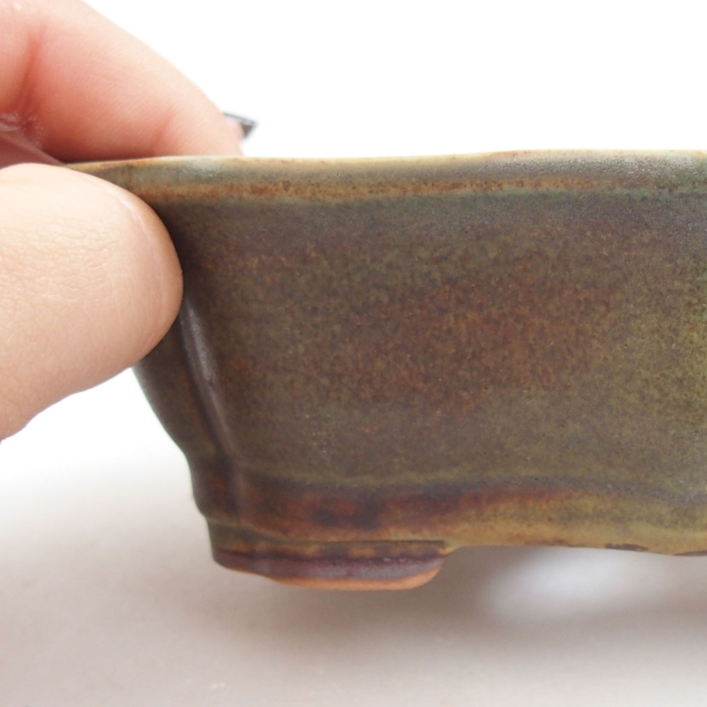 Ceramiczna miska bonsai 15,5 x 11 x 4,5 cm, kolor zielony